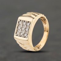 Second Hand 9ct Yellow Gold Cubic Zirconia Set Signet Ring 41342330