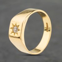 Second Hand 18ct Yellow Gold 0.15ct Diamond Set Signet Ring 41342332