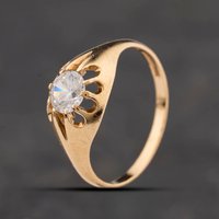 Second Hand 9ct Yellow Gold Cubic Zirconia Signet Ring 41342437