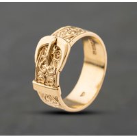 Second Hand 9ct Yellow Gold Patterned Buckle Ring 41342465