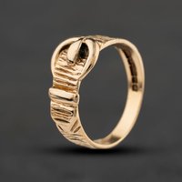Second Hand 9ct Yellow Gold Bark Design Buckle Ring 41342568