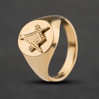 Second Hand 9ct Yellow Gold Masons Signet Ring 41342570