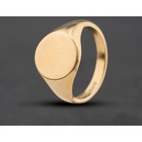 Second Hand 9ct Yellow Gold Heavy Plain Oval Signet Ring 41342606