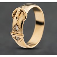 Second Hand 9ct Yellow Gold Synthetic Stone Buckle Ring 41342625