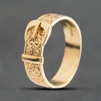 Second Hand 9ct Yellow Gold Engraved Buckle Ring 41342637