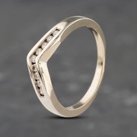 Second Hand 9ct White Gold 0.15ct Diamond Half Wishbone Ring 41383058