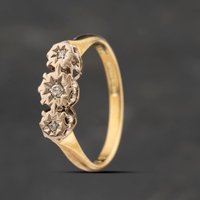 Second Hand Vintage 18ct Yellow Gold 0.05ct Diamond Three Stone Ring 41383338