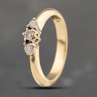 Second Hand 9ct Yellow Gold 0.15ct Brilliant Cut Diamond Three Stone Ring 41383610