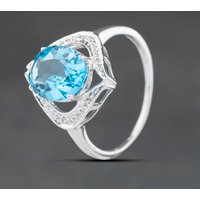 Second Hand 9ct White Gold Blue Topaz Dress Ring 41383634