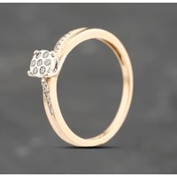 Second Hand 9ct Yellow Gold 0.10ct Brilliant Cut Diamond Cluster Ring 41383676