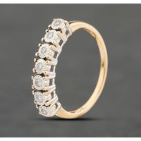 Second Hand 9ct Yellow Gold 0.14ct Brilliant Cut Diamond Half Eternity Ring 41383973