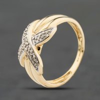Second Hand 9ct Yellow Gold Diamond Kiss Crossover Ring 41383974