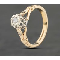 Second Hand 9ct Yellow Gold 0.08ct Brilliant Cut Diamond Solitaire Ring 41383998