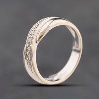 Second Hand 9ct White Gold Diamond Crossover Ring 41384233