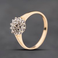 Second Hand 9ct Yellow Gold Diamond Round Cluster Ring 41384235