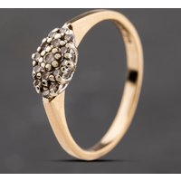 Second Hand 9ct Yellow Gold 0.17ct Diamond Boat Shaped Cluster Ring 41384290