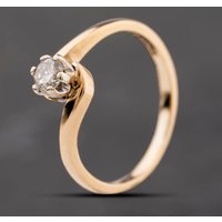Second Hand 9ct Yellow Gold 0.25ct Brilliant Cut Diamond Twist Solitaire Ring 41384299