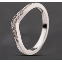 Second Hand 9ct White Gold 0.04ct Brilliant Cut Diamond Wave Shaped Ring 41384317