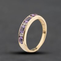 Second Hand 9ct Yellow Gold Amethyst Half Eternity Ring 41384417