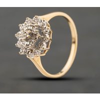 Second Hand 9ct Yellow Gold 0.10ct Diamond Cluster Ring 41384422