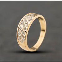 Second Hand 9ct Yellow Gold 0.10ct Diamond Set Band Ring 41384493