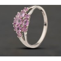 Second Hand 9ct White Gold Topaz & 0.04ct Diamond Flower Cluster Ring 41384525