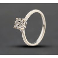 Second Hand 9ct White Gold 0.05ct Diamond Cluster Ring 41384532