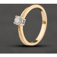 Second Hand 9ct Yellow Gold 0.25ct Brilliant Cut Solitaire Ring 41384703