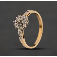 Second Hand 9ct Yellow Gold Diamond Round Cluster Ring 41384732