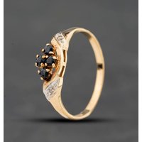 Second Hand 9ct Yellow Gold Diamond & Sapphire Twist Dress Ring 41384805