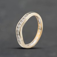 Second Hand 9ct White Gold 0.25ct Brilliant Cut Diamond Channel Set Hald Wishbone Ring 41384863