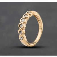 Second Hand 9ct Yellow Gold Diamond Twist Half Eternity Ring 41384866