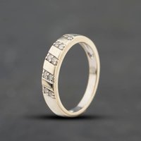 Second Hand 9ct White Gold 0.12ct Brilliant Cut Diamond Two Row Band Ring 41384870