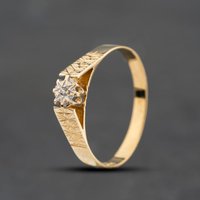 Second Hand 9ct Yellow Gold Diamond Solitaire Ring 41384912