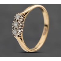 Second Hand 9ct Yellow Gold 0.15ct Brilliant Cut Diamond Three Stone Ring 41384994