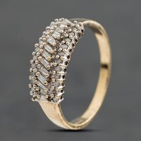Second Hand 9ct Yellow Gold 0.25ct Diamond Three Row Ring 41384998
