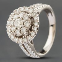 Second Hand White Gold Brilliant Cut Diamond Halo Cluster Ring 41481072