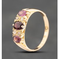 Second Hand Antique 18ct Yellow Gold Amethyst & Diamond Dress Ring 41481592