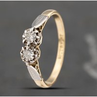 Second Hand Vintage Yellow Gold 0.21ct Brilliant Cut Diamond Two Stone Ring 41482182