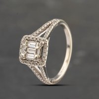 Second Hand 9ct White Gold 0.50ct Diamond Square Cluster Ring 41482202