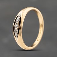 Second Hand 9ct Yellow Gold 0.14ct Brilliant Cut Diamond Five Stone Ring 41482355