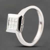 Second Hand 18ct White Gold 0.25ct Princess Cut Diamond Square Cluster Ring 41482372