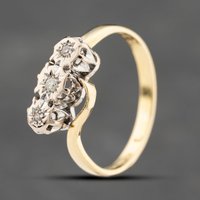 Second Hand 18ct Yellow Gold 0.15ct Brilliant Cut Diamond Twist Three Stone Ring 41482425
