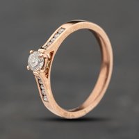 Second Hand 9ct Rose Gold 0.33ct Brilliant Cut Diamond Shoulder Set Solitaire Ring 41482435