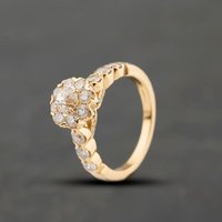 Second Hand 14ct Yellow Gold 1.66ct Diamond Flower Shoulder Set Cluster Ring 41482552