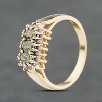 Second Hand 9ct Yellow Gold Sapphire & 0.18ct Diamond Cluster Ring 41482574