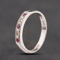 Second Hand 18ct White Gold Ruby & Diamond Half Eternity Ring 41482729