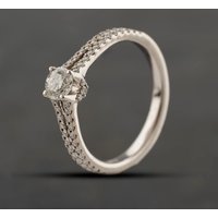 Second Hand 18ct White Gold 0.65ct Brilliant Cut Diamond Shoulder Set Solitaire Ring 41482781
