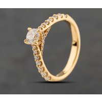 Second Hand 18ct Yellow Gold 1.00ct Diamond Shoulder Set Solitaire Ring 41482804