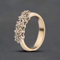 Second Hand 18ct Yellow Gold 0.25ct Brilliant Cut Diamond Flowers Cluster Ring 41482825